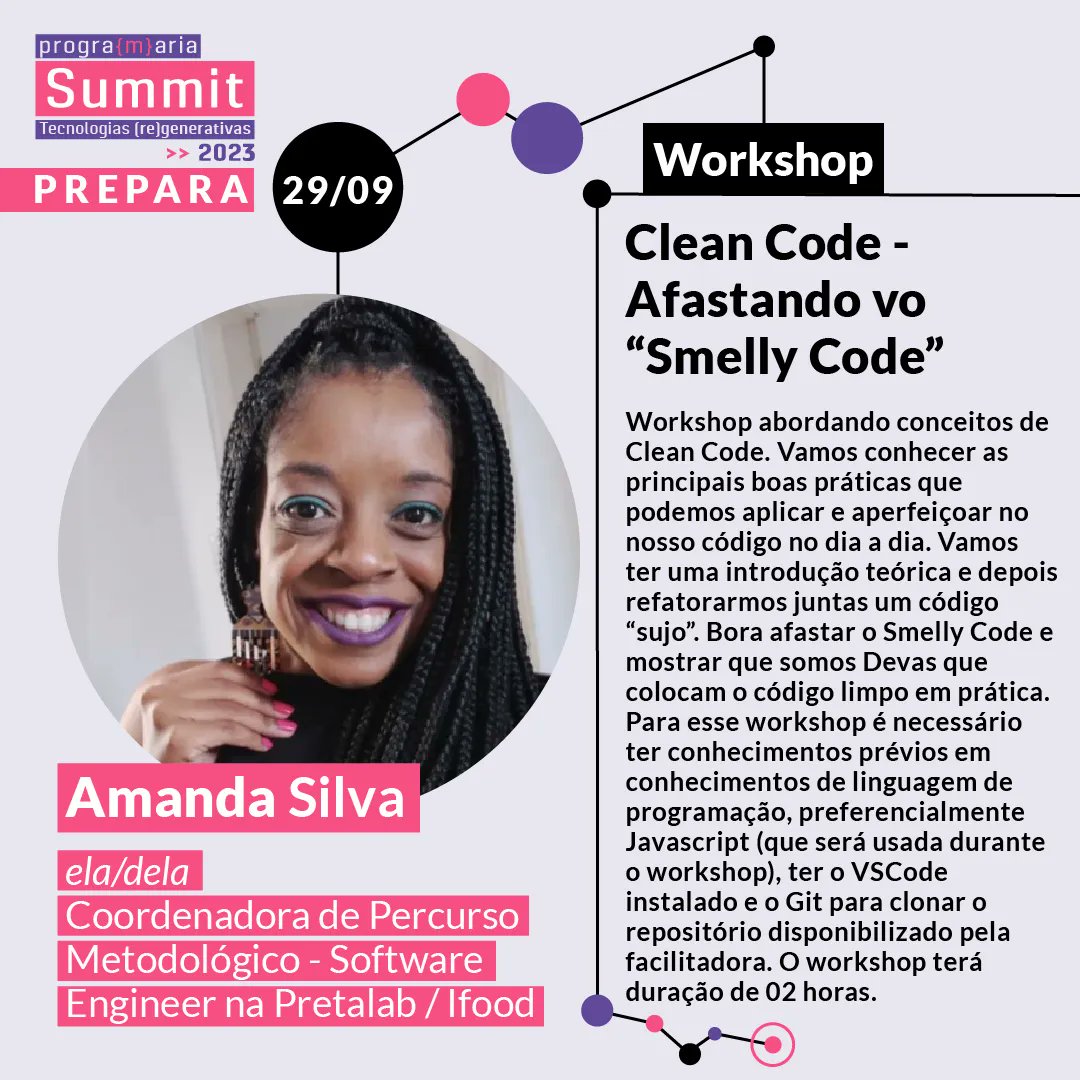 programaria's tweet image. OS TEMAS DOS WORKSHOP ESTÃO O PURO OURO! ✨  Dia 29/09 é o dia do PREPARA no #PrograMariaSummit2023 🚀 Vem conferir os incríveis workshops online que ocorrerão no dia 29/09, durante o #Prepara, o terceiro dia de Summit 💥 

buff.ly/3YbonO9