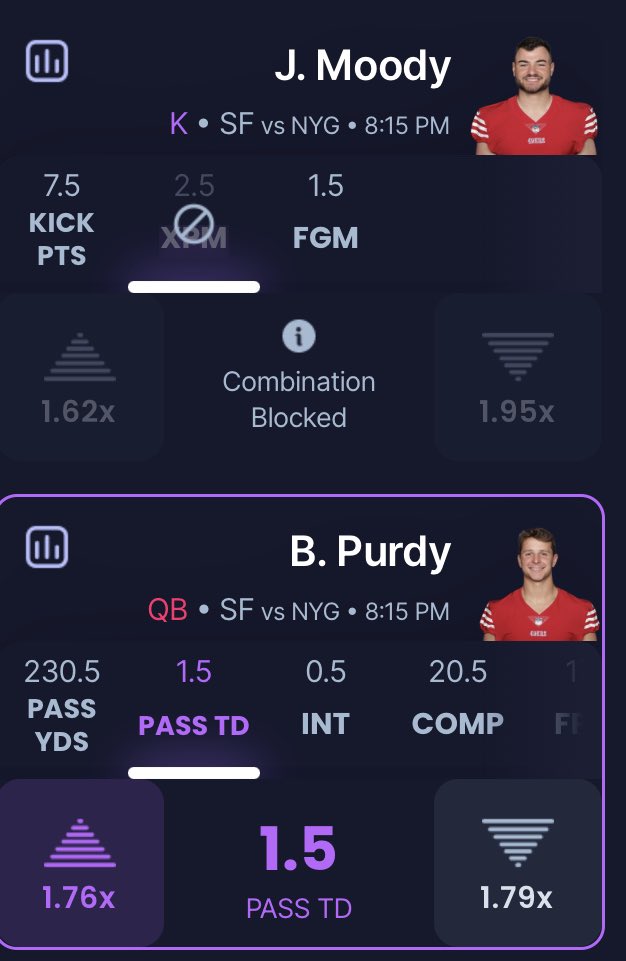 PropGeekZeke's tweet image. As Sleeper has now patched the glitch, let me show you what being in my premium is about and the edge we get you guys. 

I was alerted to this “Pass TD x XPM” stack that paid out insane odds and was a glitch. 

We ran it Sunday and hit these slips. 

The next day numerous other…