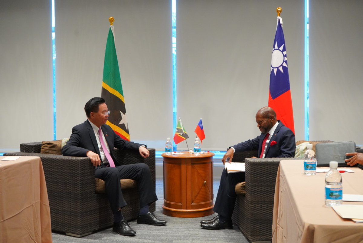 TW_StKitts's tweet photo. It has been a whirlwind of a day for Minister Joseph Wu after he arrived in St. Kitts and Nevis on Sep 18. He met with H.E. Governor-General Marcella Liburd, Hon. PM Drew, Rt. Hon. Dr. Douglas, and attended the Ceremonial Parade of #Independence40. #TW_SKN40 https://t.co/iDdD5PX9BY