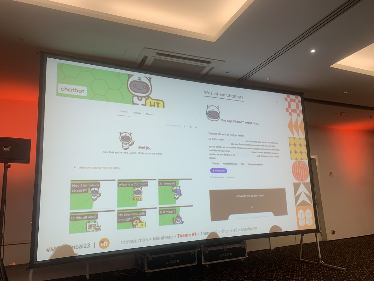 Ja, auf der #MoodleMoot in Barcelona wurden heute Bilder von sechs meiner Kurse gezeigt und sogar meine Zeichenkünste gelobt. Freu mich. Auch #mebis wurde lobend erwähnt. Als sehr gut gehostete Plattform. 🧡 All diese Kurse gibt es übrigens auf TeachSHARE für die bayr. KuKs