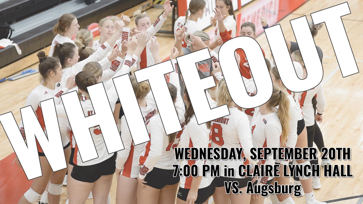 Come out to Claire Lynch tomorrow night and enjoy some great volleyball as @SaintBenedictVB takes on the Auggies! Free rally towels and caramel apples for the first 300 people, photos ops, and a special guest coach on the bench with @nicolehess05! LET'S WHITE OUT CLAIRE LYNCH!