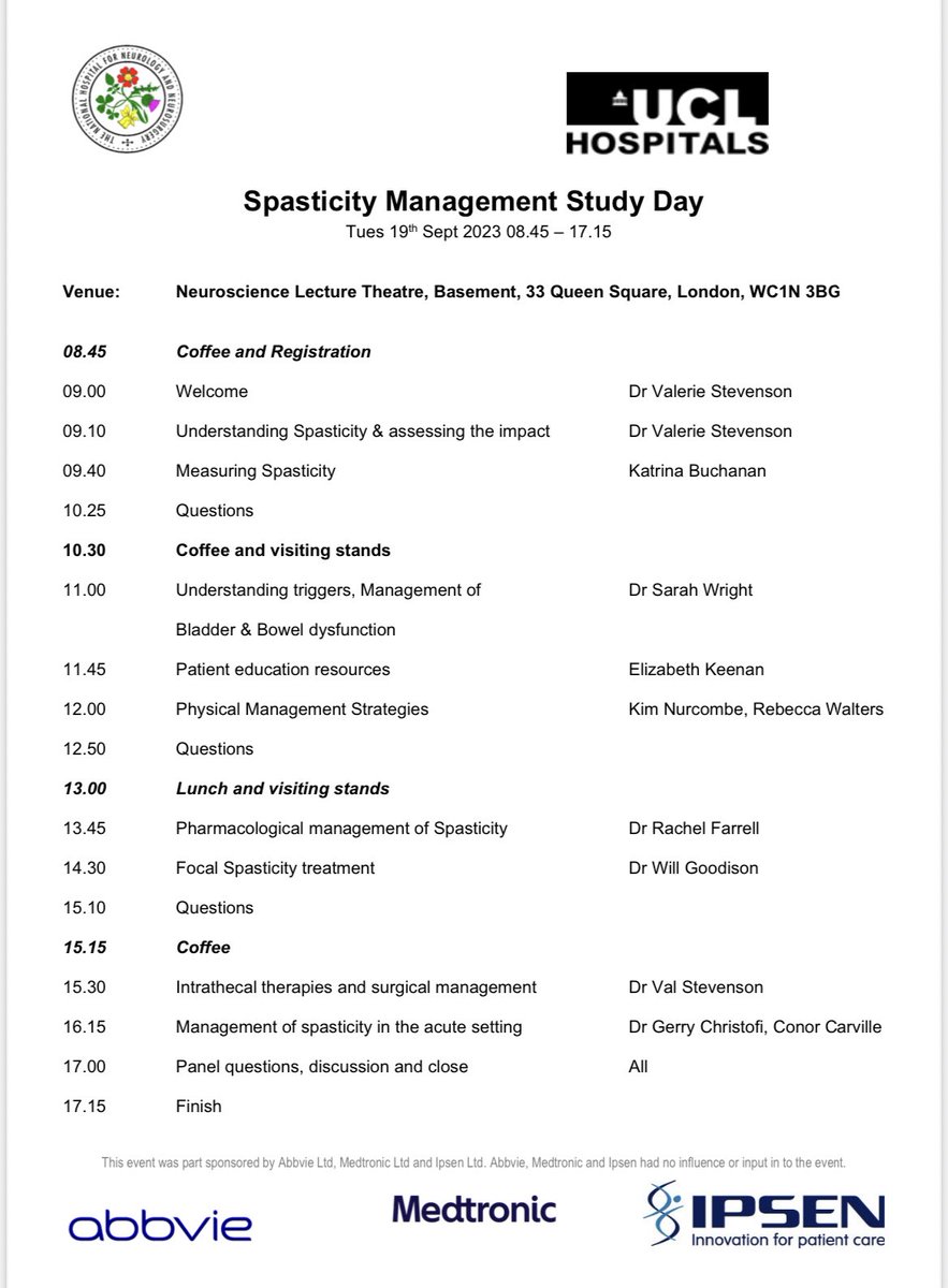 Today our #EPiC therapists Lorna & Karen attended the #SpasticityManagement Study Day at #QueenSquare by @uclh Therapy courses! Really informative & lots of food for thought! We’re looking forward to putting our learning into action! 😀 @UCLHCharity @QSNeurophys @NeurorehabUCLP