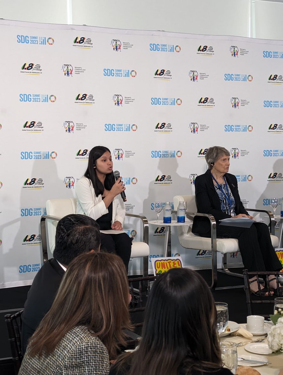 Jo_W_S's tweet photo. Paola from Bolivia emphasises critical need for adolescents to have access to SRH info and services and their agency respected to make autonomous decisions about their health @PlanGlobal @PMNCH @UNICEF @omollosgr @kathleensherwin @PlanCanada #1point8 #UNGA78 #genderequality https://t.co/StfUhS8uxk
