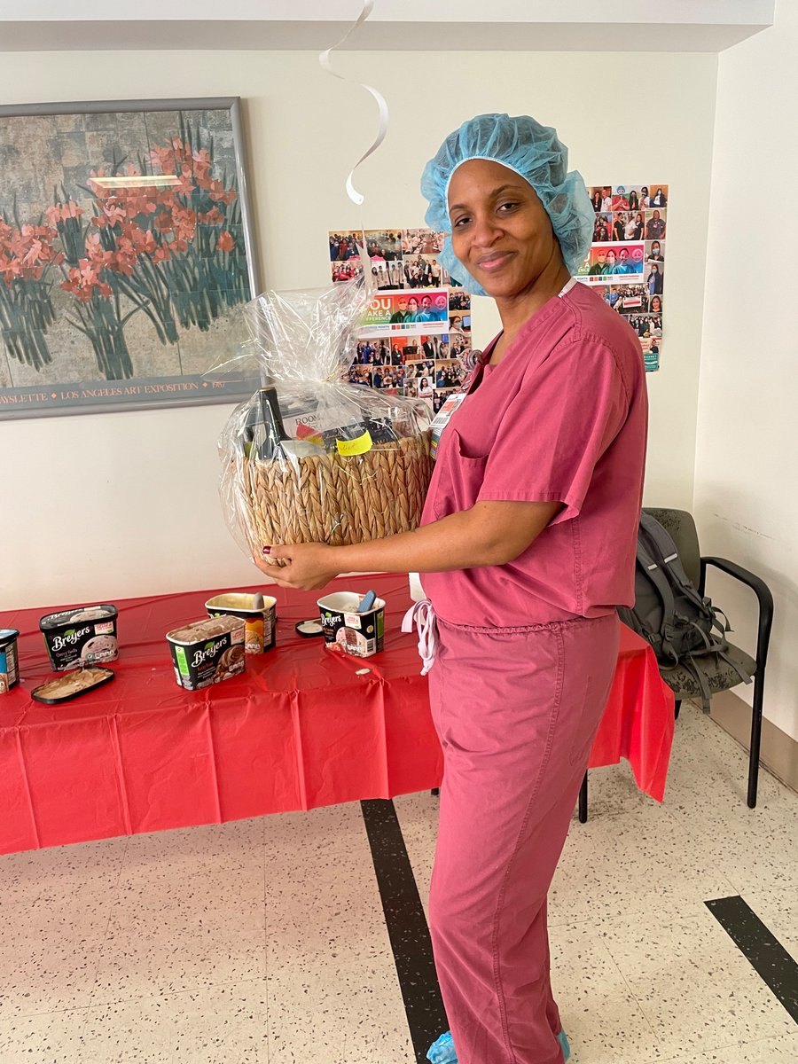 Happy Surgical Tech Week to our ORTs!!! Congratulations to Juliet for winning the basket raffle at today’s ice cream party!! 🍦🎉