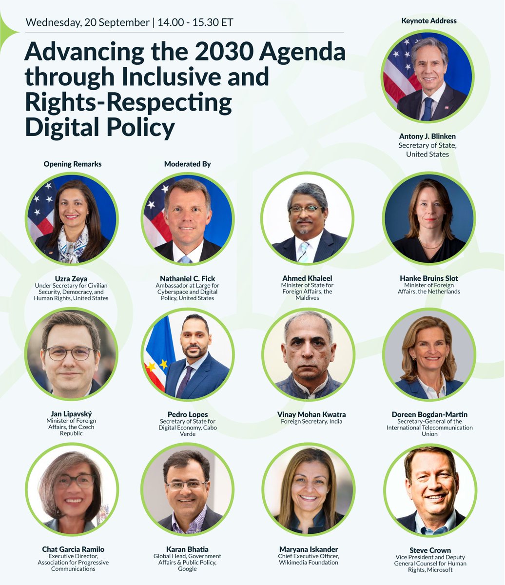 FO_Coalition's tweet photo. 1/2: Tomorrow at 14:00 ET, #FOC Member States, key #G77 partners on tech policy, and FOC Advisory Network members will convene on the margins of #UNGA78 to explore methods to advance the UN #SDGs through inclusive &amp; rights-respecting digital policies. ⬇️

https://t.co/LsLF9VuiwB https://t.co/Q7yuokb0eP
