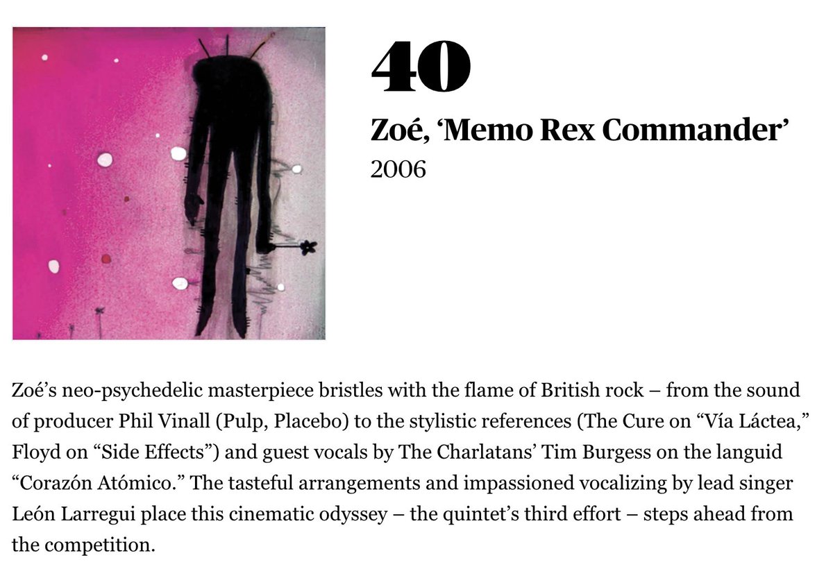 Memo Rex Commander fue incluído en la lista de los 50 mejores álbumes de Rock Latinoamericano, de la revista @RollingStone: bit.ly/3RrF9XB