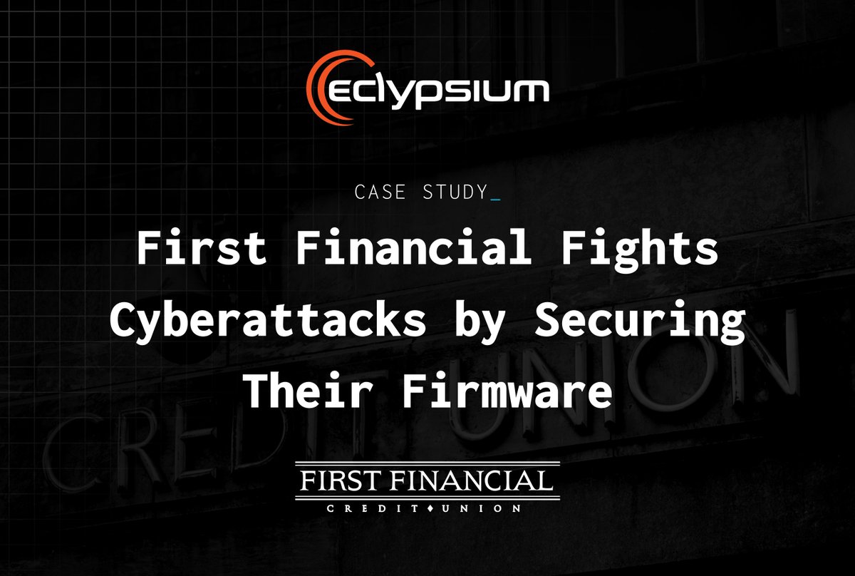 eclypsium's tweet image. &quot;New attacks at the firmware level…are getting news exposure almost daily. By deploying Eclypsium, we‘re staying ahead of these low-level threats.&quot;
- Steve Coffey, First Financial’s VP of IT
Case study here 👉 bit.ly/3PHF692 
#cybersecurity #firmwaresecurity