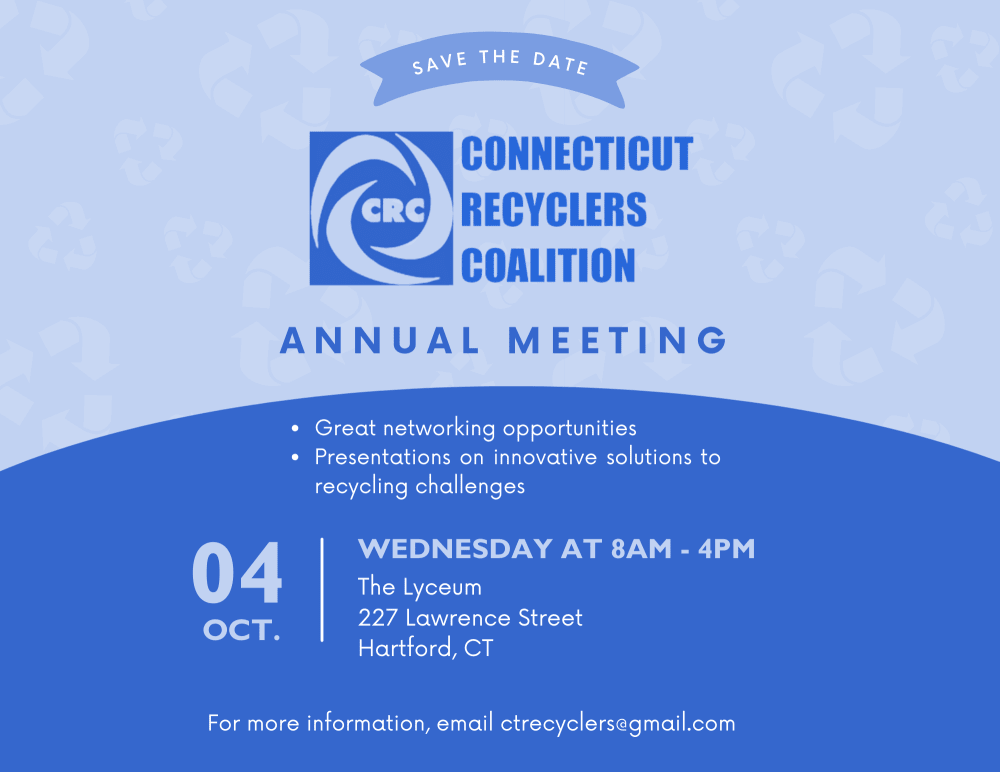 ConnRecyclers's tweet photo. TALK TRASH AT WORK. On Wednesday October 4th join experts in #recycling, #composting and #greenbusiness at The Lyceum for great presentations, discussions &amp; lunch. Together we can tackle the #ctwastecrisis.  https://t.co/yZ5JBiAfgm #sustainablematerialsmanagement #circulareconomy https://t.co/pxTmmAhflc