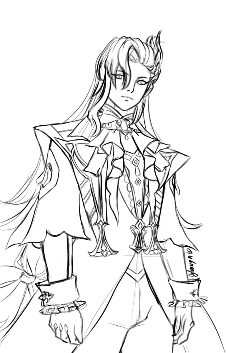 gleowynart's tweet photo. Me today: I am going to sketch something different, non-league of legends-related. And a boy this time.

Something simple, why not #Neuvillette ?

WHY DID I THINK NEUVILLETTE'S DESIGN WAS SIMPLE???!!

Just for the effort I will definitely render this one 😭
#GenshinImpact https://t.co/OPvZi6rnxe