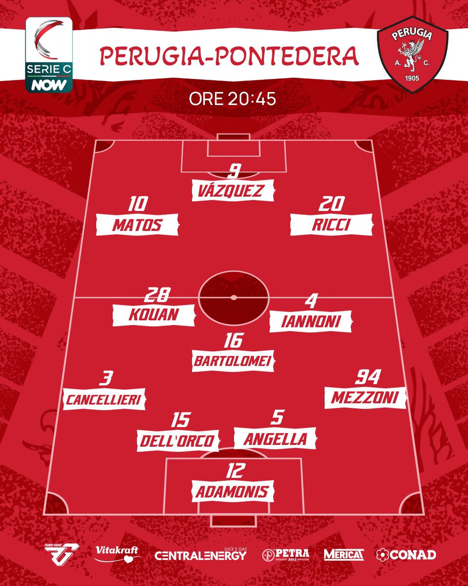 ACPerugiaCalcio's tweet photo. π£| I nostri π¦
A disposizione di mister #Baldini: #Abibi, #Lavorgna, #Vulikic, #Seghetti, #Ebnoutalib, #Acella, #Cudrig, #Lisi, #Torrasi, #Morichelli, #Bozzolan, #Giunti
FORZA RAGAZZI! βͺοΈπ΄
#forzagrifo @LegaProOfficial #PERPON https://t.co/YDRxqUVeOm