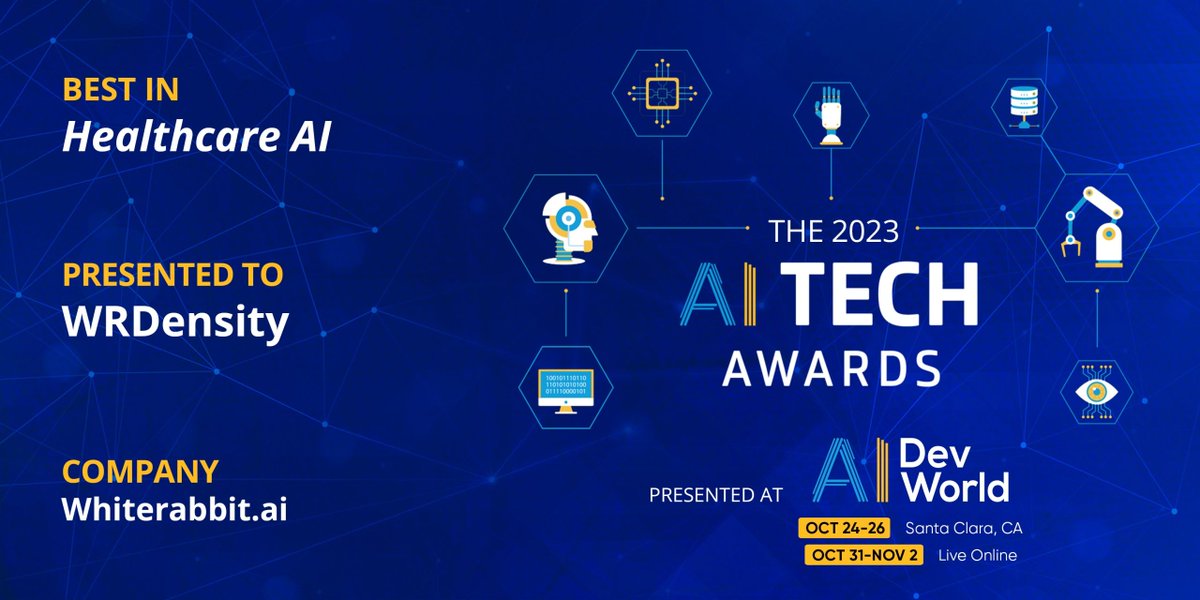 Our product WRDensity is the recipient of a 2023 AI TechAward from @AIDevWorld. We're proud to receive this award & continue developing comprehensive #AI solutions to complex problems. See the full list of winners: aidevworld.com/awards/ #breastcancer #radiology #mammography