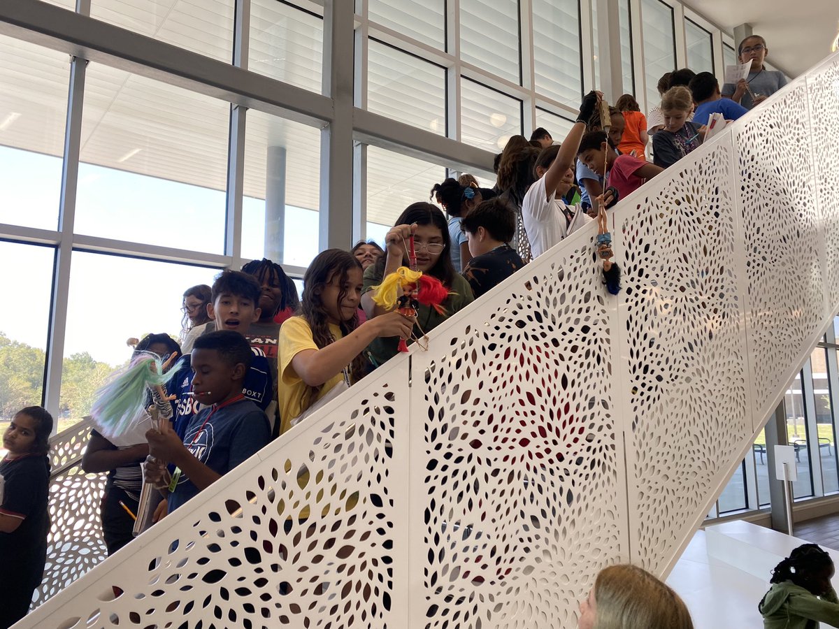 6th grade is doing science in the halls today! Measuring how many newtons it take to propel Barbie downwards.   #KMSCougarPride