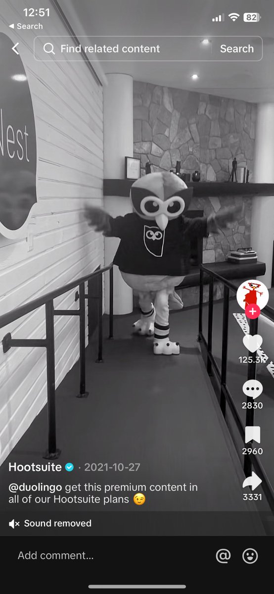 Hootsuite's TikTok success story: Owly's takeover! Bio makeover, 'battle of brands,' and viral hits. What's your take on this TikTok Strategy? 🌟 vt.tiktok.com/ZSN11nYnX/
 #TiktokStrategy #Hootsuite