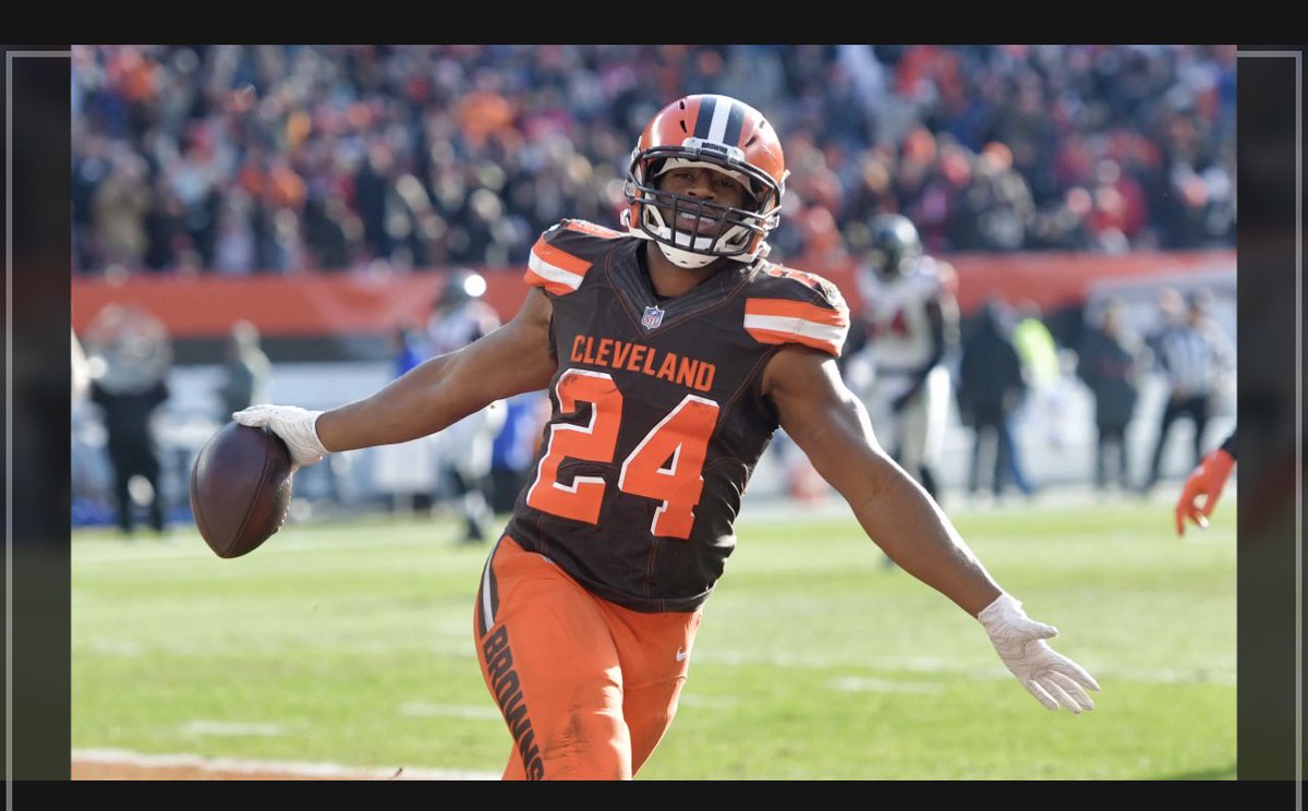 McGarryAr's tweet photo. @MarkSchwab Nick Chubb is my number 1- 
My uncle snapped this from the live airing of the 11-11-18 game- https://t.co/Zc7PSckGZ9