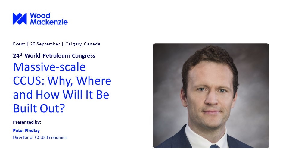 WoodMackenzie's tweet photo. Join #WoodMac's Peter Findlay, CCUS Director, at #24wpc2023 to gain insights on the #CCUS industry, requirements for large-scale growth, and pioneering tech for a greener world. Learn more:https://t.co/lnyUl2fAy2 #carbon https://t.co/F64wk2BZk2