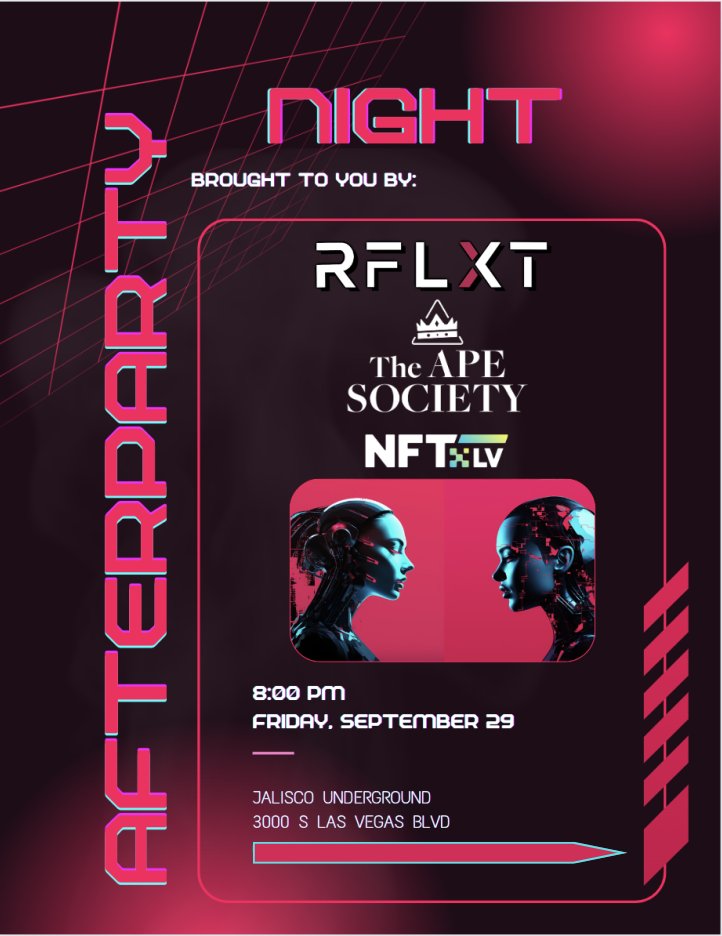 Proposal 020 Has Passed - Exclusive Sponsorship of After-Party at @NFTxLV with @RFLXT_Studio 

IRL Events strengthen the bonds of the community. We are excited to host this amazing party with RFLXT at Jalisco Underground & Zouk in @ResortsWorldLV with @tiesto live on September 29