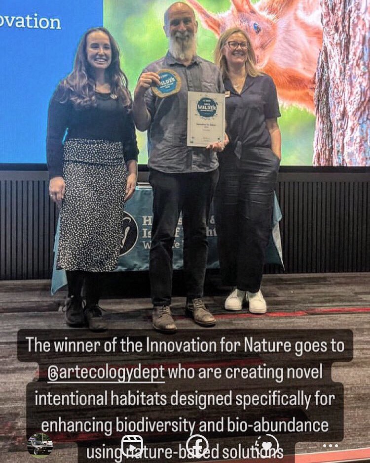 Huge thanks @HantsIWWildlife for this Innovation Award. Coming from you, this one means a great deal so a heartfelt thank you from the boys and girls at Artecology. We promise to keep innovating and shaping better places for people and wildlife! Thanks too @meganmccubbinwild