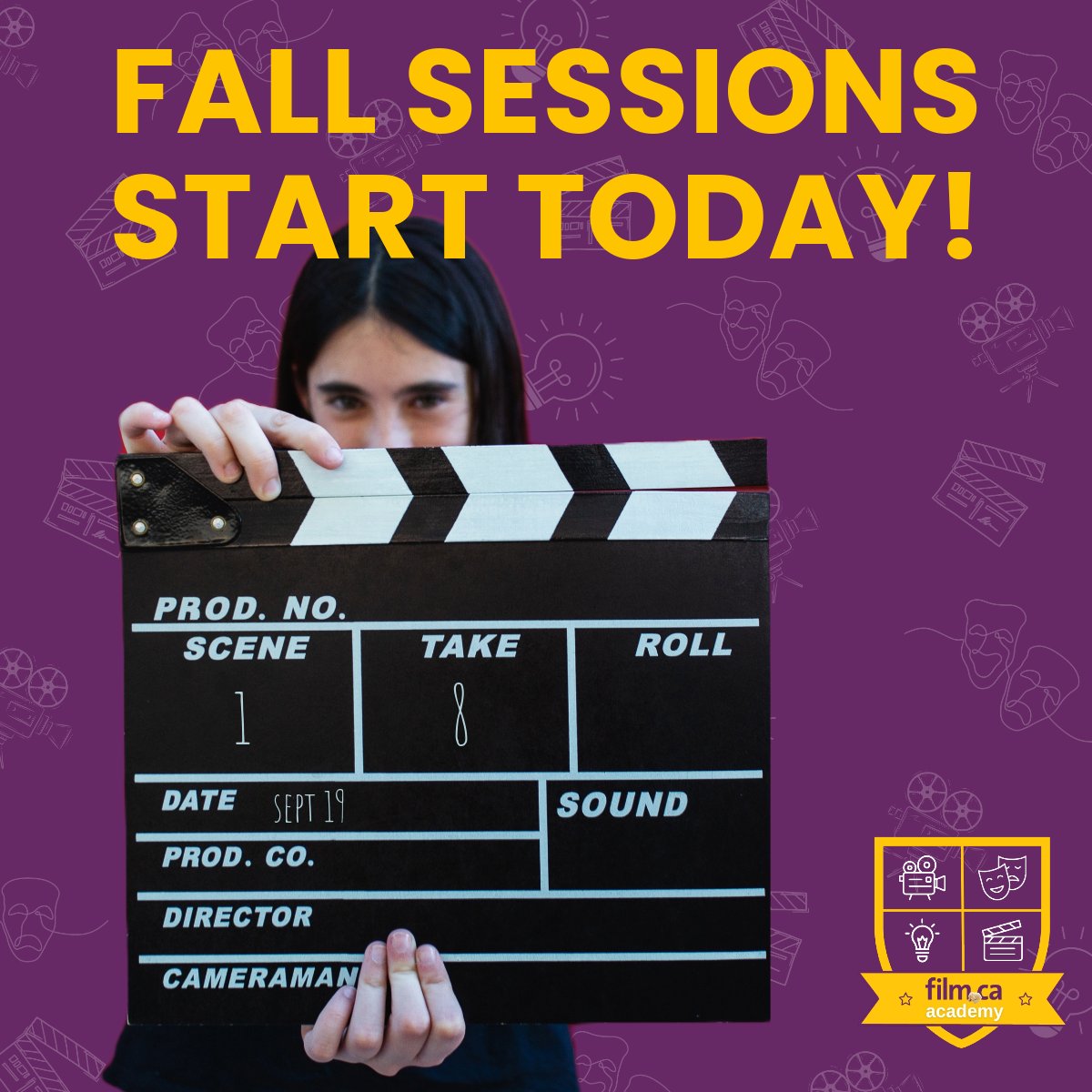 FilmCaAcademy's tweet photo. Fall Academy Sessions start today! 🤩 YouTube Creator is our first class, and we have 7 other film-related classes throughout the week 🎥

We’re so excited to share behind the scenes of our classes with you 🎬
#FilmCaAcademy #filmmaking #kidsclasses https://t.co/KcNzL1UxaC