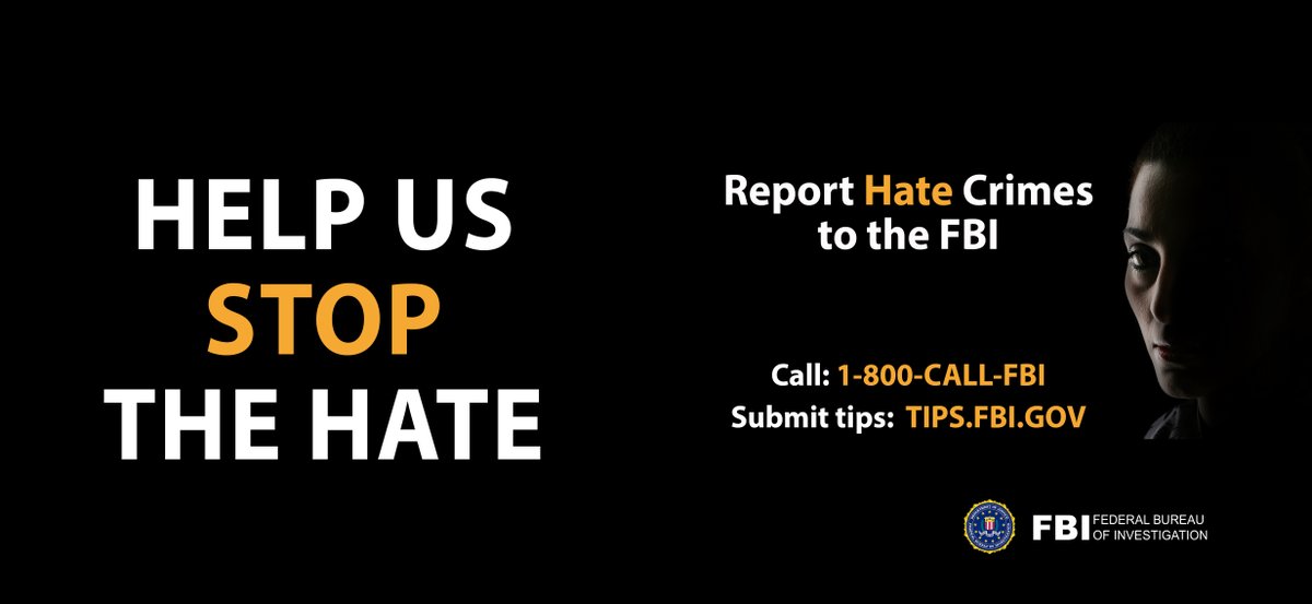 #FBI Pittsburgh launched a new campaign to encourage the public to report hate crimes.  Help us stop the hate. Billboards are now up throughout Western Pennsylvania and West Virginia. 
fbi.gov/contact-us/fie…