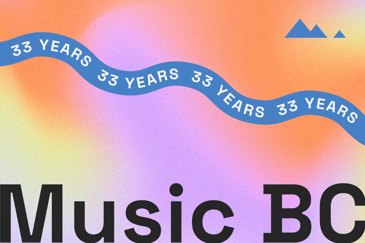 We are celebrating 33 years of Music BC. 🎉 

We'd like to send our immense thanks to the music community, our members, board of directors &amp; partners who believe in and support the work we have done &amp; continue to do. 💙

We can't to continue our work into next year, and beyond.