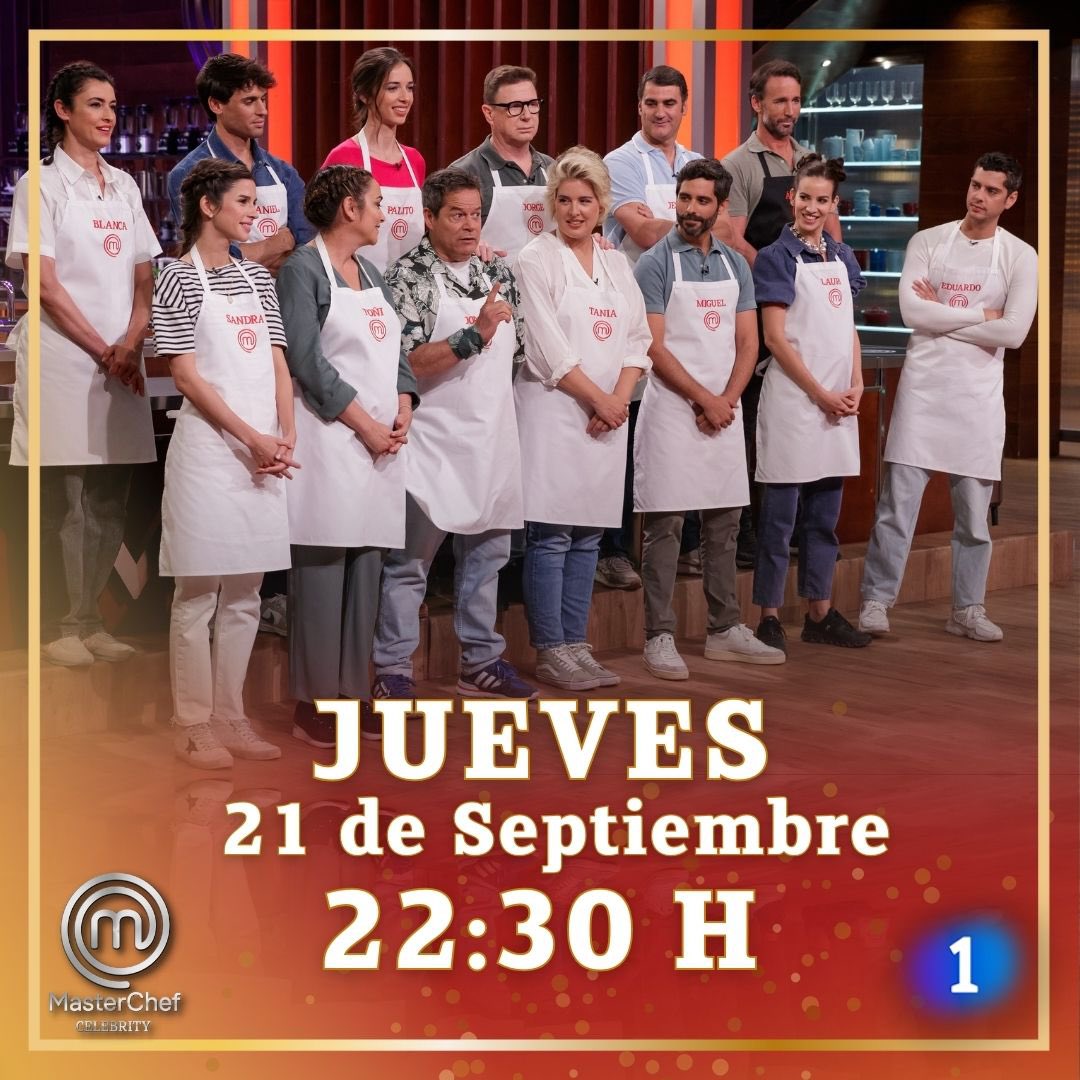 MasterChef_es's tweet photo. Este JUEVES llega el tercer programa de la octava temporada de #MCCelebrity. ¿Quién es tu aspirante favorito? 💓✨

Nos vemos a las 22.30H en @La1_tve https://t.co/5KB3O2GWnE https://t.co/OpkKVD9s1Q
