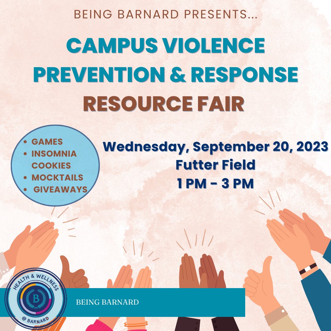 BeingBarnard's tweet photo. TOMORROW! Don't forget to drop by from 1-3 pm at Futter Field. We can't wait to see you.
.
. 
#violenceprevention #april #barnardcollege #barnard #nyc #consent #yesmeansyes #sexualassaultprevention https://t.co/MShu9AkmaP