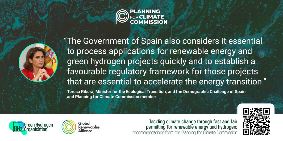 gh2org's tweet photo. @Orsted @NipperMads @iha_org @eddierich1 @GRA_Renewables Hon. @Teresaribera , Minister for Ecological Transition and Demographic Challenge, Government of Spain @mitecogob and Planning for Climate Commissioner considers it essential to process applications for renewable energy and green hydrogen projects quickly. #planningforclimate https://t.co/6sZqXxFqXc