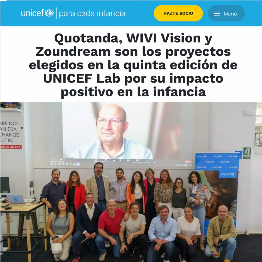 WIVI vision (@wivivision) on Twitter photo Muy orgullosos de ser uno de los 3 proyectos elegidos en la V Edición de #UnicefLab por nuestro impacto positivo en el bienestar de la población infantil y adulta
Gracias <a href="/unicef_es/">UNICEF España</a> e <a href="/ISDIacc/">ISDI Accelerator</a> por impulsar soluciones que aplican la innovación social para mejorar la vida de todos Muy orgullosos de ser uno de los 3 proyectos elegidos en la V Edición de #UnicefLab por nuestro impacto positivo en el bienestar de la población infantil y adulta
Gracias <a href="/unicef_es/">UNICEF España</a> e <a href="/ISDIacc/">ISDI Accelerator</a> por impulsar soluciones que aplican la innovación social para mejorar la vida de todos