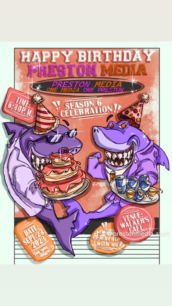 PMAZPH's tweet photo. 🎉 Lights, Camera, Celebration! 🎥

You are formally invited to Preston Media’s 6th Birthday Bash! 🥳🎬

🌟 Date: Saturday, September 23, 2023. 
🕕 Time: 6:30pm 
📍 Location: Walker’s Cafe
🎭 Dress Code: Semi-Formal

Don't miss out on this legendary night! https://t.co/fSF0NctNqE