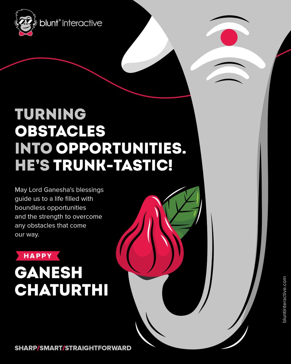 iprakhartiwari's tweet photo. On this Ganesh Chaturthi, let Ganesha's presence remind us that there will be no obstacles in our path, only opportunities are waiting to be seized and embraced. Happy Ganesh Chaturthi to all! ✨🐘🌺

#GaneshChaturthi #BluntInteractive #SharpSmartStraightforward https://t.co/s00ECZeYor