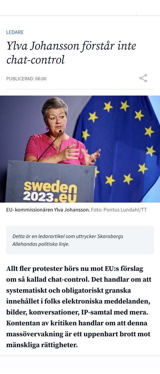 Ledaren i SLA uppmanar till nej till Chatcontrol 2.0