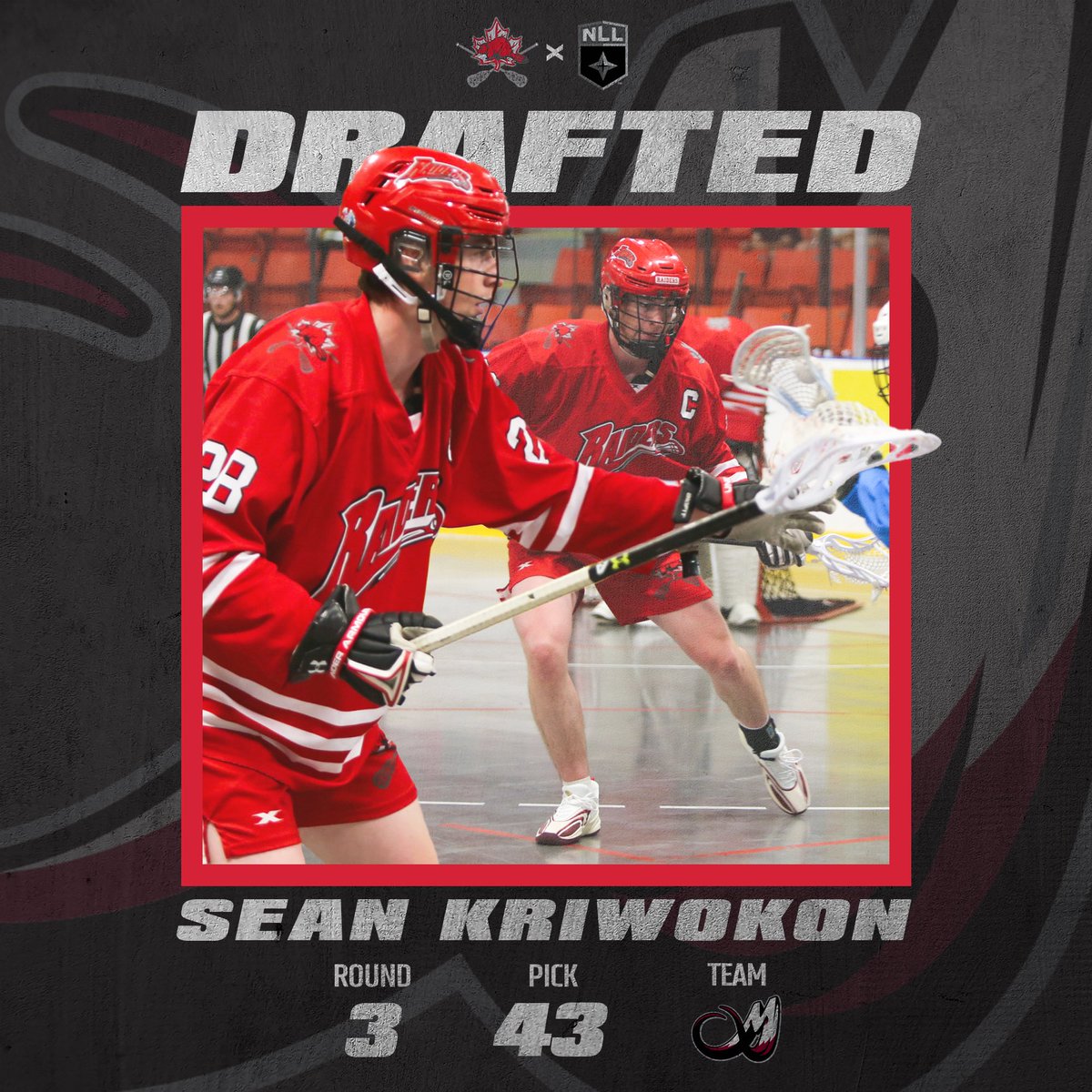 We saw some familiar faces in the <a href="/NLL/">NLL</a> 2023 Draft…

Congrats Sean Kriwokon, 2023 Raiders grad and our captain this past season! Good luck in Colorado 🦣🚨 #raiders #tuskup