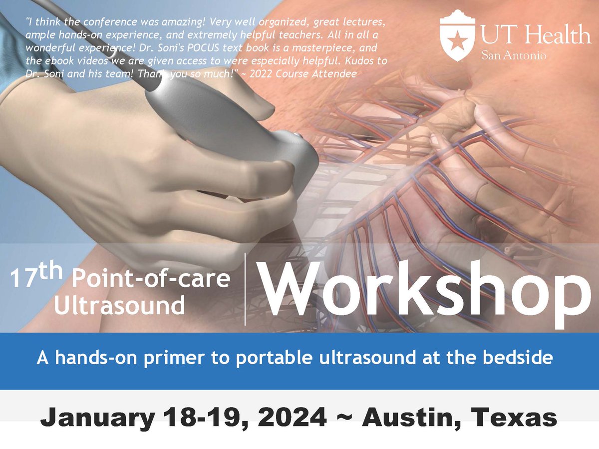 Join the #POCUS-palooza on Jan 17-19 in Austin! Advanced Cardiac #POCUS, #PedsPOCUS course, &amp; traditional basic #POCUS for new learners. Plus all major #Ultrasound companies on-site to try out the latest devices! 
Don't miss the 17th #POCUS CME Workshop! pocussa.org