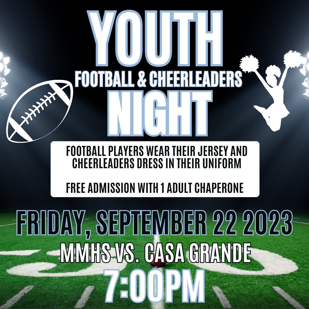 Thunderbolt Athletics (@bolts_athletics) on Twitter photo 🚨FREE ADMISSION ALERT🚨
A Player & Parent can BOTH get in free on Friday night if they’re football player or Cheerleader is in uniform! Come join <a href="/MicaMountainFB/">Mica Mountain Football</a> as we celebrate our youth & take on Casa Grande! 📣🏈 🚨FREE ADMISSION ALERT🚨
A Player & Parent can BOTH get in free on Friday night if they’re football player or Cheerleader is in uniform! Come join <a href="/MicaMountainFB/">Mica Mountain Football</a> as we celebrate our youth & take on Casa Grande! 📣🏈