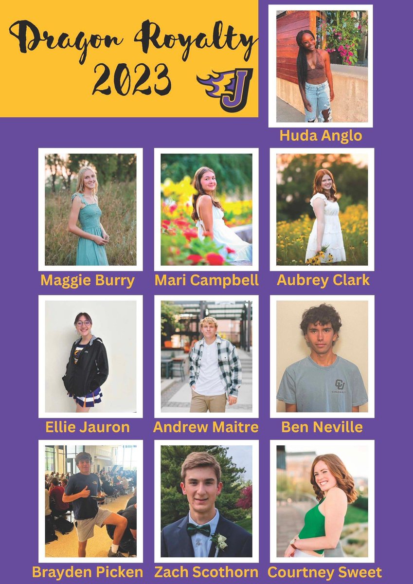 We are proud to announce our 2023 Dragon Royalty! The homecoming court embodies what it means to be a dragon. These students will be recognized during the homecoming parade on Thursday, and at the school assembly and before the football game on Friday. #hoco2023 <a href="/jcsd_stuco/">Johnston High School StuCo</a>