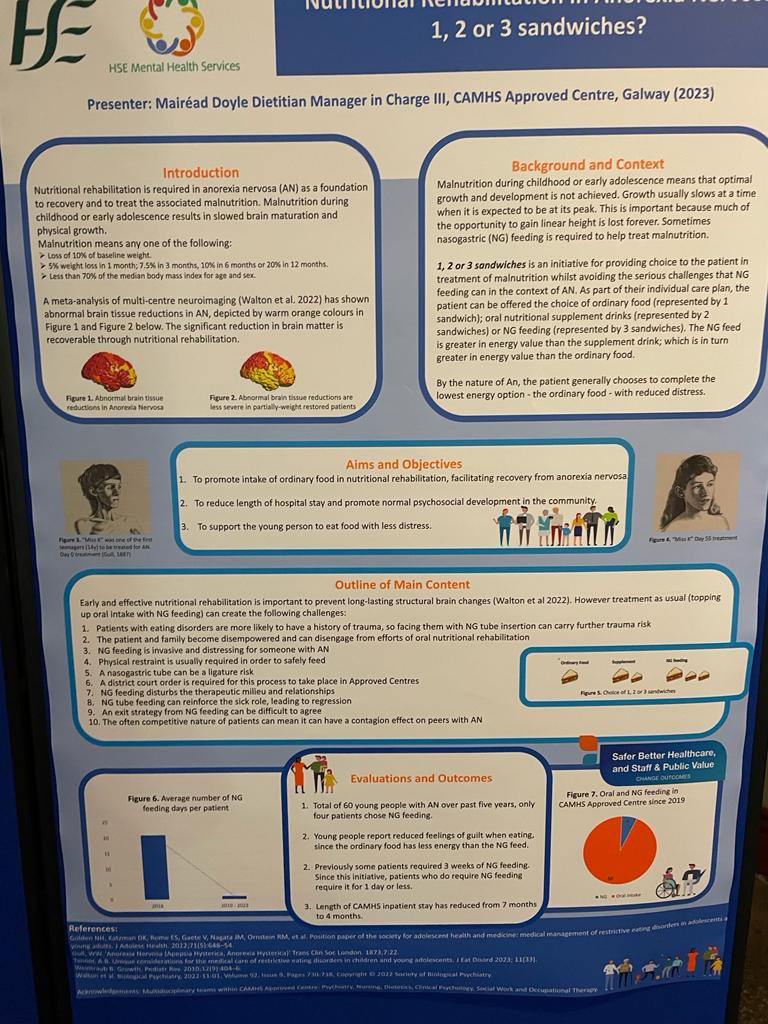 Congratulations to Mairéad Doyle, Dietician Manager in Charge, CAMHS Approved Centre, Galway who won 2nd prize for her poster competition at the #integratedcare2023 conference 👏 @CAMHSNetwork @CHO2west @chiefnurseIRE @HSELive @NurMidONMSD @nmpduwest @HoeyCarmel @MHER_Ire