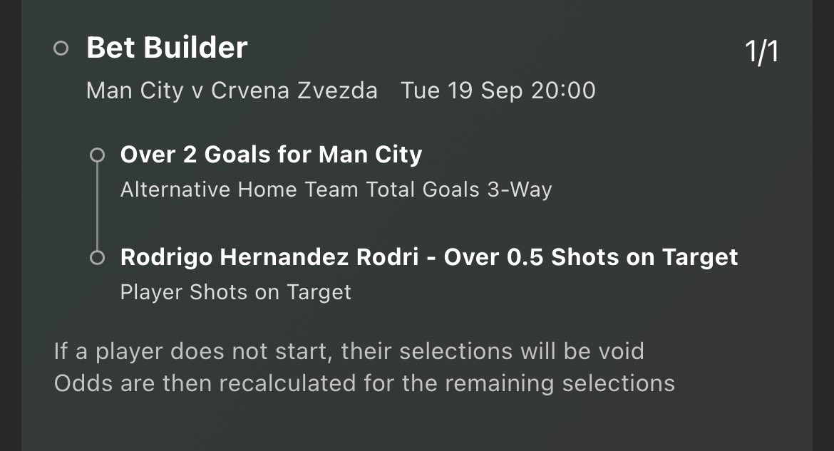 FTtipsters's tweet photo. MAN CITY V RED STAR BELGRADE BETS👇🏼🍀

Free telegram link in bio to see our reasoning and recommended stake!🤝 https://t.co/TMIJT51HAZ