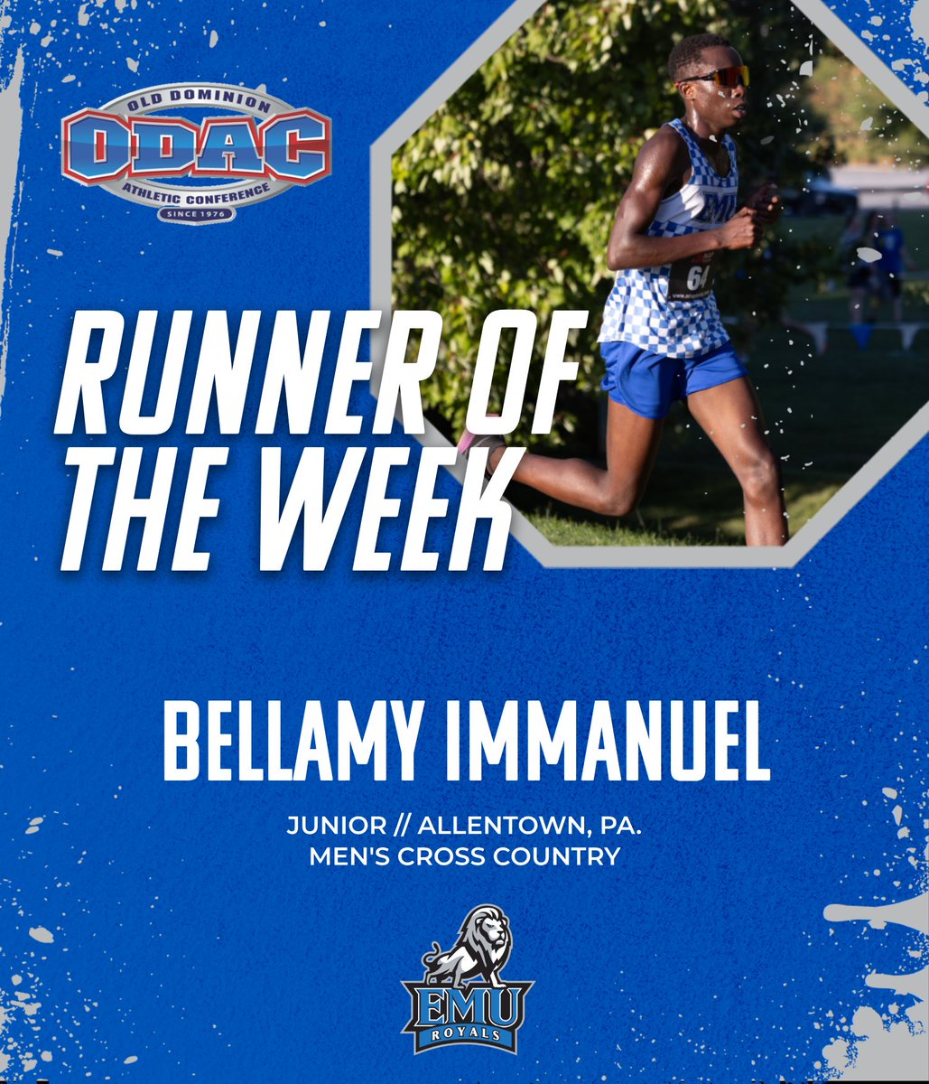 EMU_Athletics's tweet image. Bellamy Immanuel: ✌️-time @odacathletics Runner of the Week! 🎉

📰: shorturl.at/oFO28

#RoyalPride | #CompeteTogether