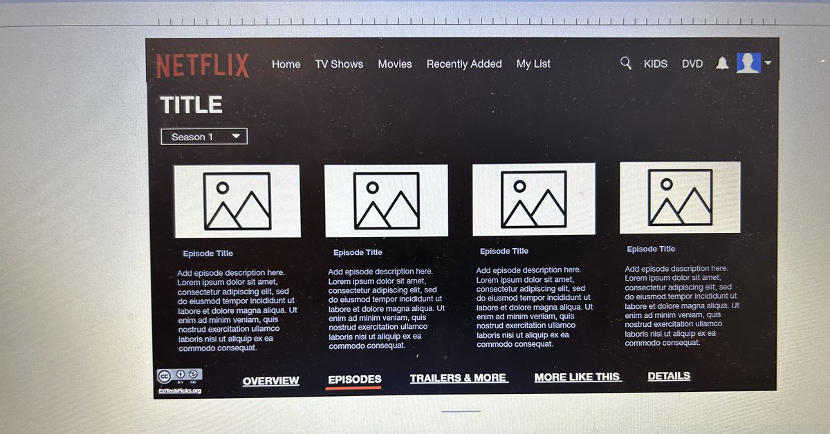 A continuación, les comparto una plantilla digital de EdTechPicks.org que imita la estética de Netflix. edtechpicks.org/2019/11/netfli…
