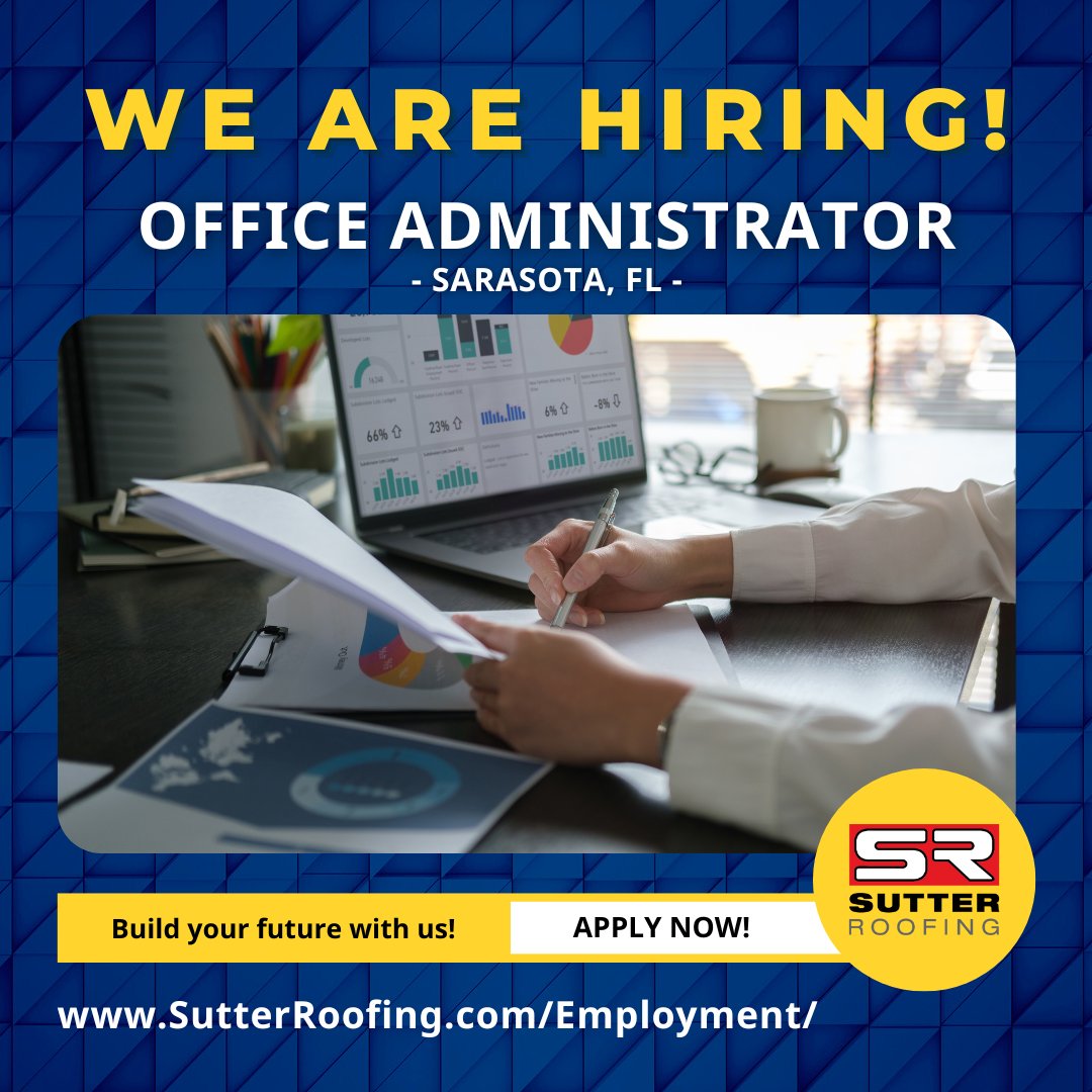 We're looking to hire an Office Administrator at our headquarters in Sarasota, FL! Please share this opportunity or apply online today! Thank you!

Apply today: tinyurl.com/3xyfxtbu

#constructionjobs #floridajobs #werehiring #AdminJobs