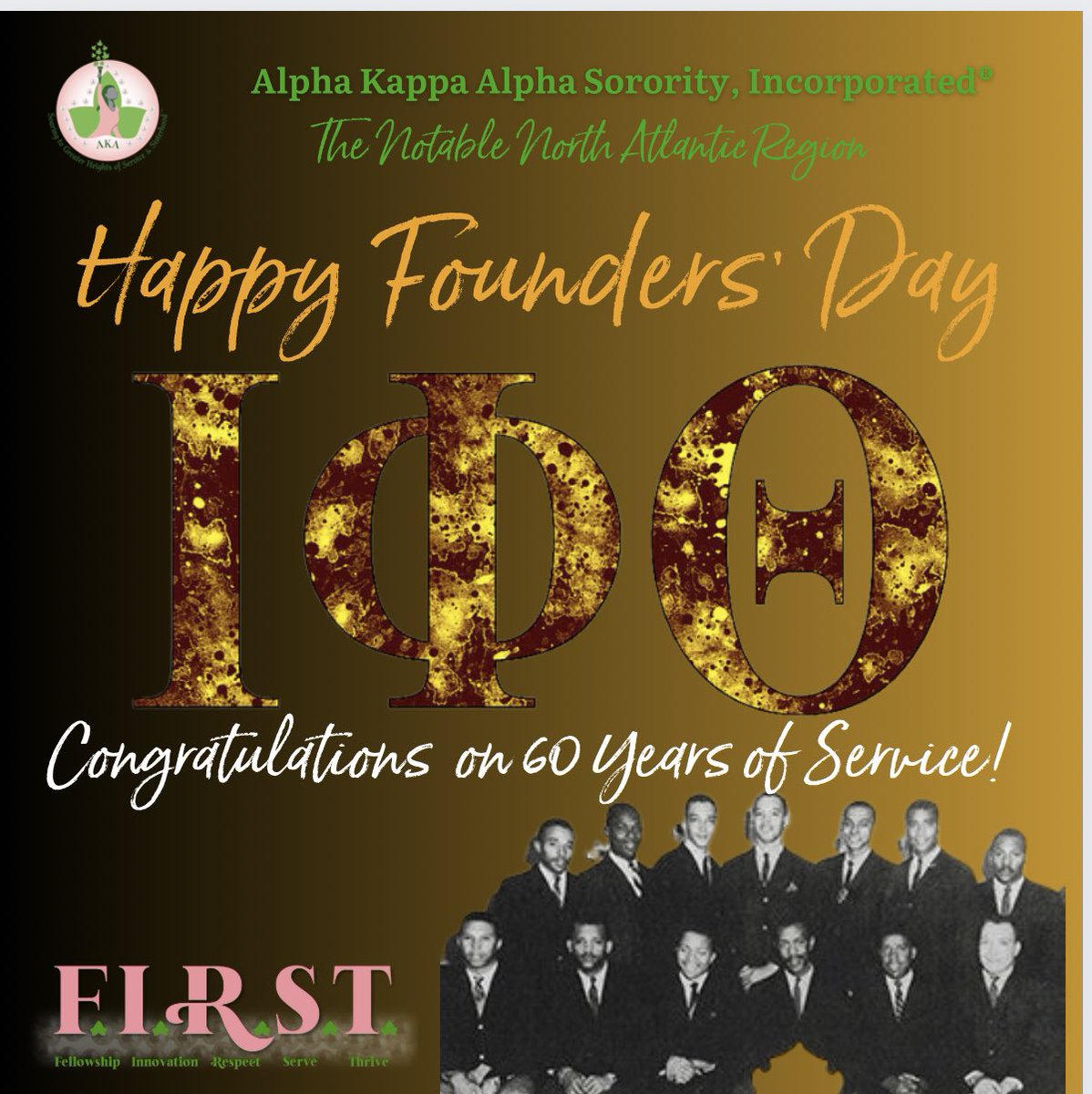 Congratulations to the Men of Iota Phi Theta Fraternity, Incorporated, on 60 years of dedicated service! 🎉👏🏾 #FoundersDay #60YearsStrong #IotaPhiTheta #aka1908 #sisterlyservingyouFIRST #NARFIRST