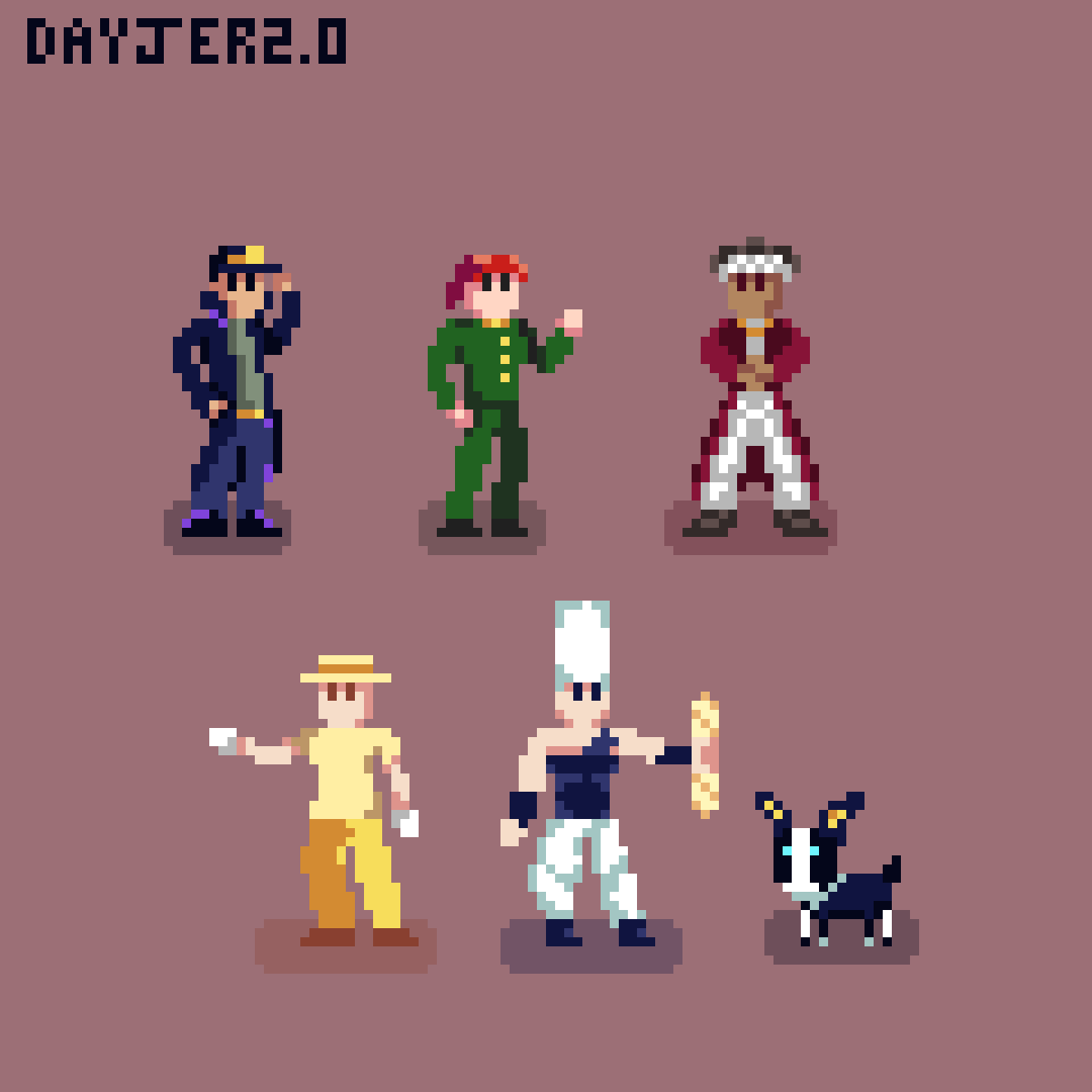 Dayjer20pixel's tweet image. Tiny Pixel Art Jojos Stardust Crusaders
YT #timelapse =youtu.be/Fc6ryxilQ48?si…

#pixelworldscommunity #pixelcommunity #pixeles #pixelart #pixelartist #pixelartwork #aseprite #Pixel #art #digitalart #anime #jojosbizarreadventure #jojoreference #JOJO版深夜の真剣お絵描き60分一本勝負