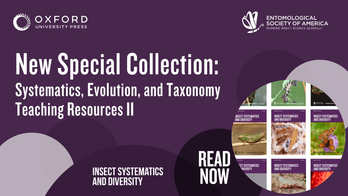 New special collection in Insect Systematics and Diversity: 16 articles useful to demonstrate and teach key concepts and methods in systematics, evolution, and biodiversity of insects and related arthropods. academic.oup.com/isd/pages/syst…