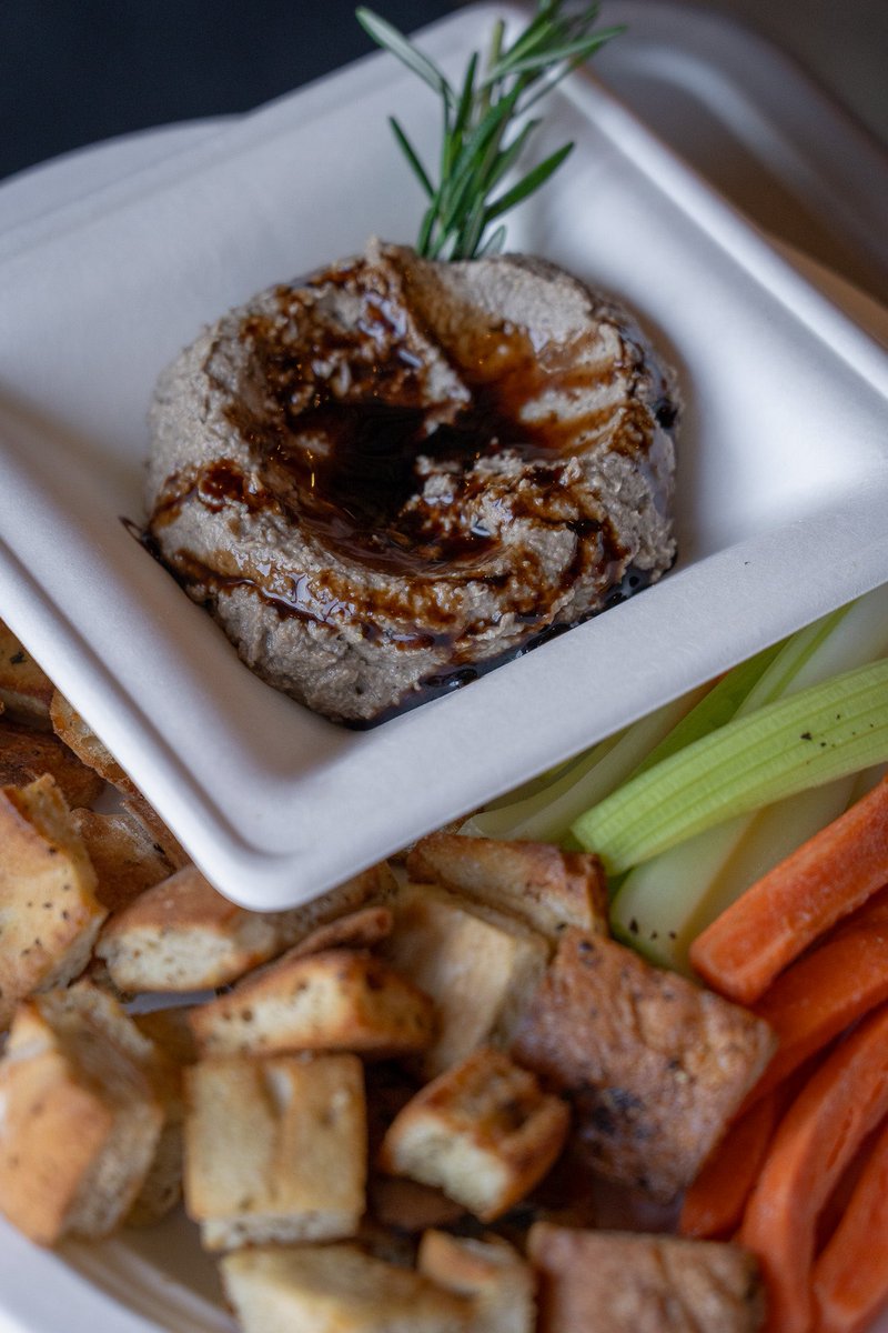 TUESDAY PÂTÉ Hey, we’ve got pâté, okay? Mushroom and White Bean Pâté (vegan) Cannellini beans, rosemary roasted mushrooms, onion, garlic, balsamic drizzle. Served with toasted dippers OR GF with carrot and celery dippers. Try it at our Brewpub to-day? Hey, hey.