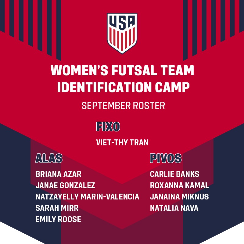 ussoccer_ENT's tweet photo. The #USfutsalWNT will hold its second invitation-only Identification Training Camp from Sept. 21-24 at United Sports in Downingtown, Pa. 

Head coach Marica Tafarel continues the identification process, as the team looks to compete on the international stage in 2024 🇺🇸