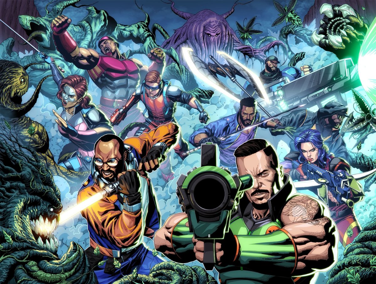 🚀NEW TIER! This incredible wraparound artwork for #JoystickAngels Vol 3 by artist Gian Carlo Bernal can be yours by pledging OUR NEW SPECIAL @KICKSTARTER TIER! Go to joystickangels.com to support! #comics #NCBD #kickstarter