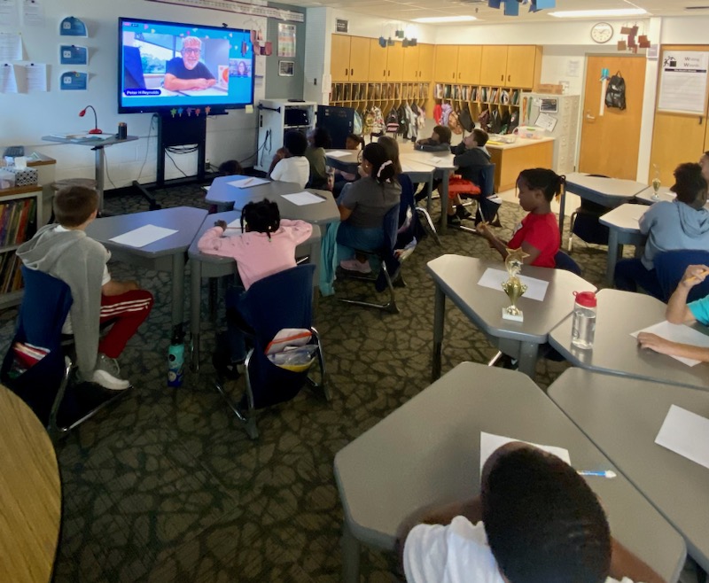 HarrHillSIPA's tweet photo. We had our first #BookBreak #Author visit with @peterhreynolds! Our 1st, 2nd, and 3rd graders loved it! #HHLightning #HHreads @ltgoodnews https://t.co/2ZDx0SbA6i