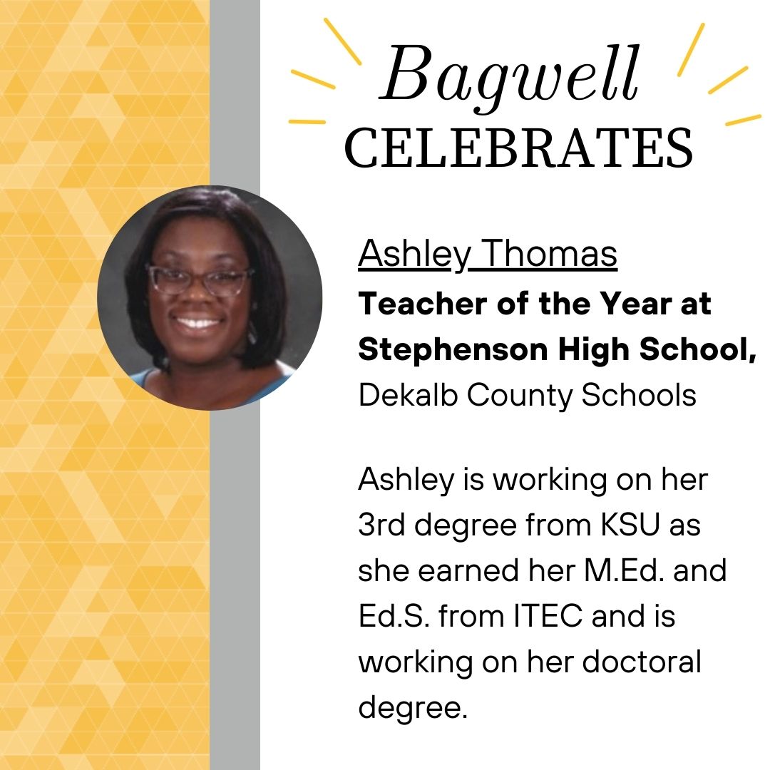bagwellcollege's tweet photo. 𝗕𝗮𝗴𝘄𝗲𝗹𝗹 𝗶𝘀 𝗰𝗲𝗹𝗲𝗯𝗿𝗮𝘁𝗶𝗻𝗴! 𝗪𝗵𝗲𝗻 𝗼𝗻𝗲 𝗼𝗳 𝗼𝘂𝗿 𝗮𝗹𝘂𝗺𝗻𝗶 𝘄𝗶𝗻𝘀, 𝘀𝗼 𝗱𝗼 𝘄𝗲 🥳 𝗖𝗼𝗻𝗴𝗿𝗮𝘁𝘂𝗹𝗮𝘁𝗶𝗼𝗻𝘀 𝘁𝗼 𝗔𝘀𝗵𝗹𝗲𝘆 𝗧𝗵𝗼𝗺𝗮𝘀 𝗳𝗼𝗿 𝘄𝗶𝗻𝗻𝗶𝗻𝗴 𝗧𝗲𝗮𝗰𝗵𝗲𝗿 𝗼𝗳 𝘁𝗵𝗲 𝗬𝗲𝗮𝗿! @DeKalbSchools https://t.co/7Kj3UIQ2vI