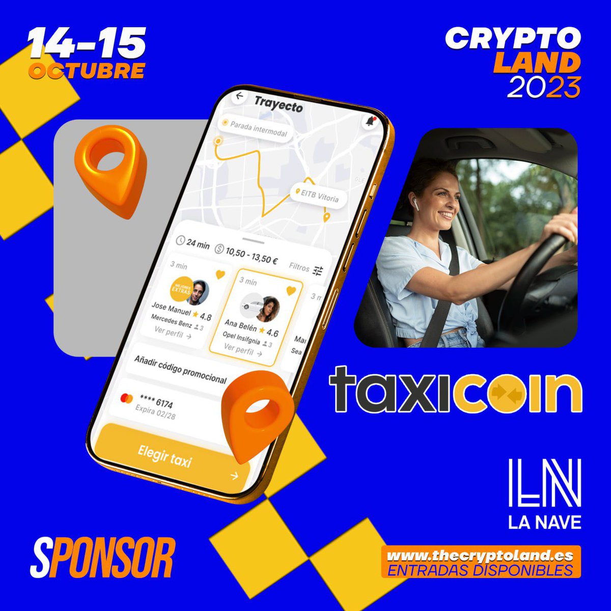 👉🏼Hoy traemos un nuevo SPONSOR de CRYPTOLAND 2023 🔥

Os contamos sobre ellos👀

<a href="/taxicoin_app/">TaxiCoin</a> es una aplicación📲 que apuesta por la innovación dentro del sector del taxi🚖

Permite el pago en criptomonedas o en Fiat💲y cuenta con una interfaz intuitiva🤓

Taxicoin llegará a