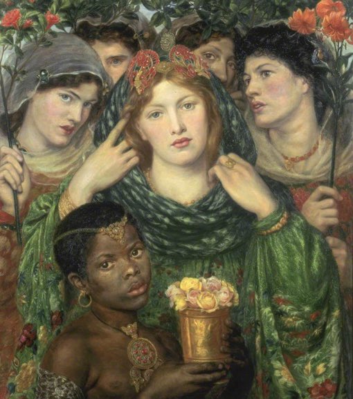 #PreRaphaelite model Keomi Gray died #OnThisDay 19th September 1914 in Norfolk. She appears in The Beloved ('The Bride') by Dante Gabriel Rossetti and she is the dark haired woman on the right.

1/3